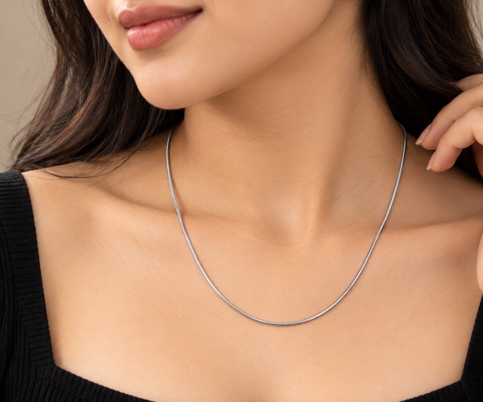 Elegant Silver-Tone Snake Chain Necklace for Women