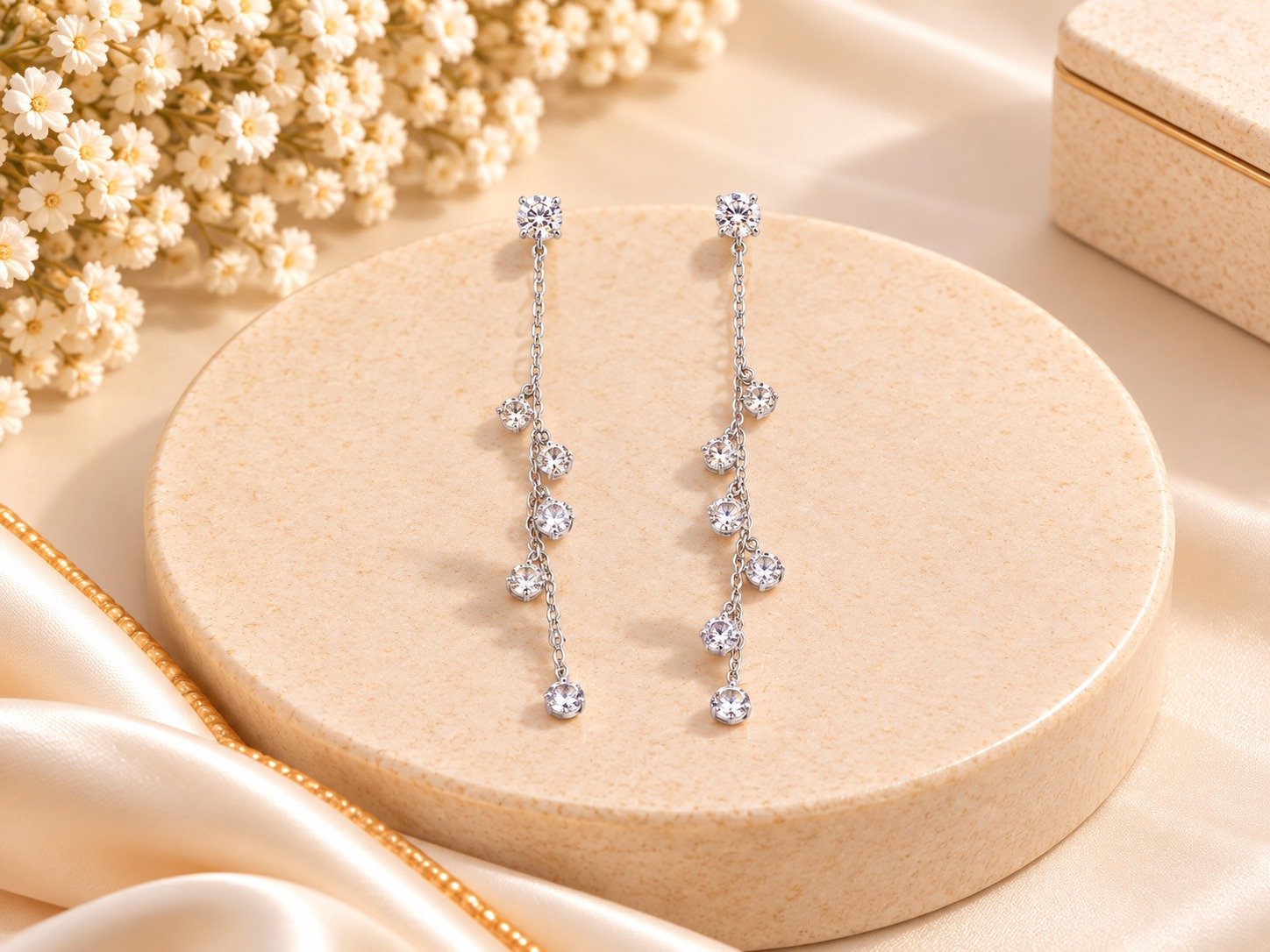 Elegant Crystal Cascade Long Drop Earrings