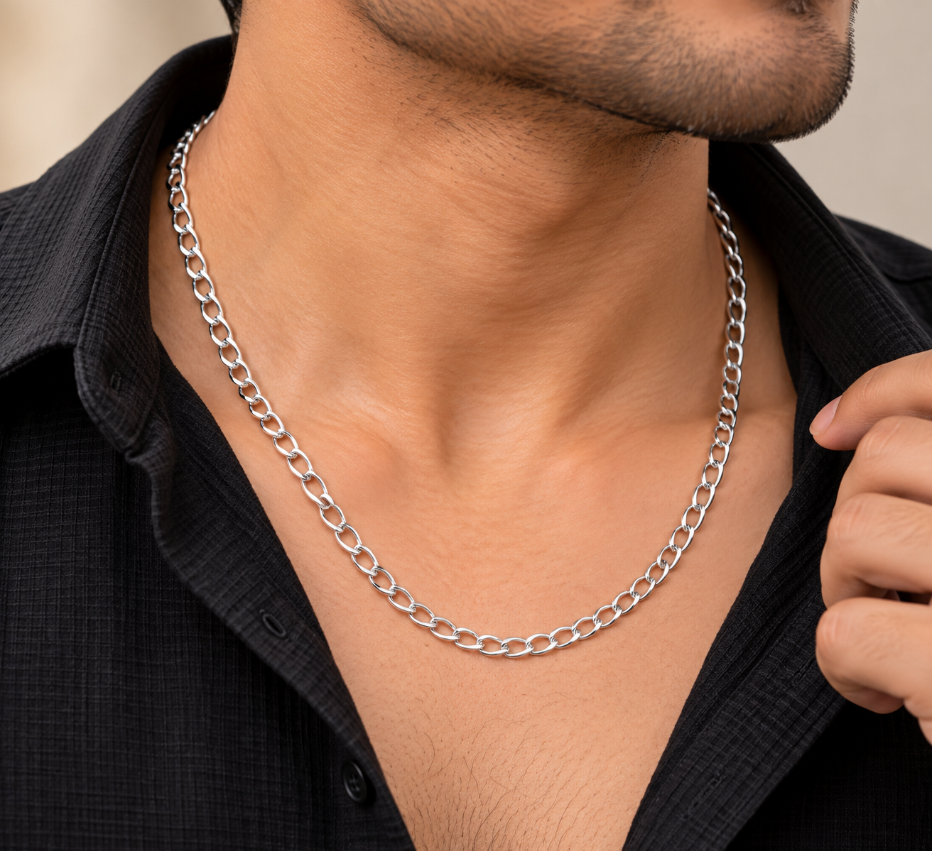 Classic Silver Oval Link Chain Necklace