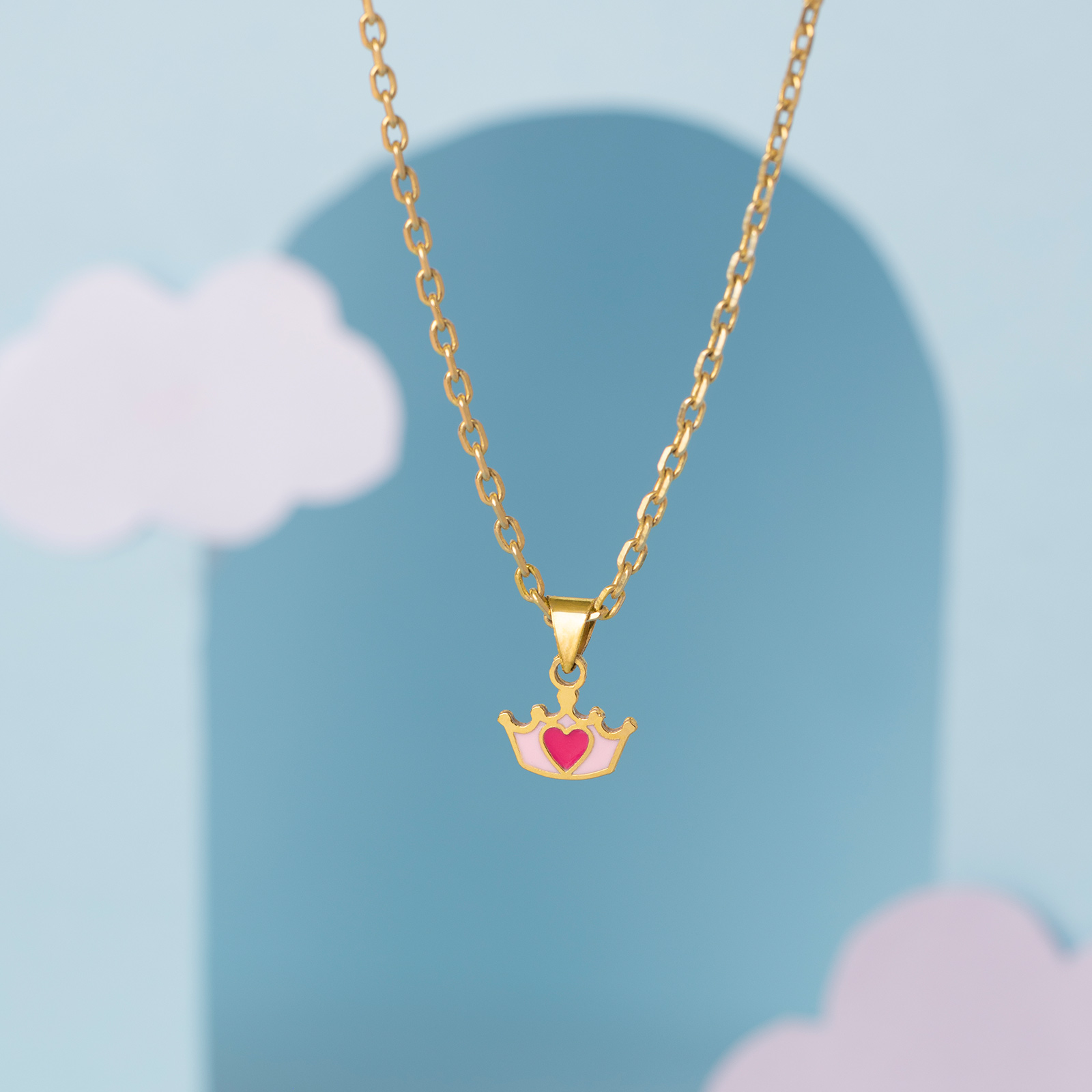 Princess Crown 9KT Gold Pendant for Kids