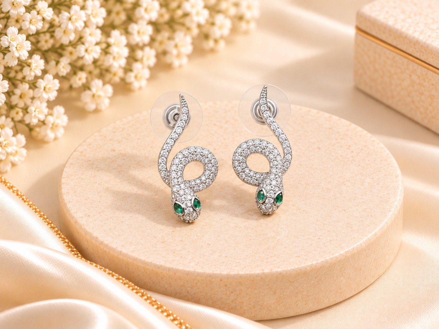 Emerald & Crystal Infinity Drop Earrings