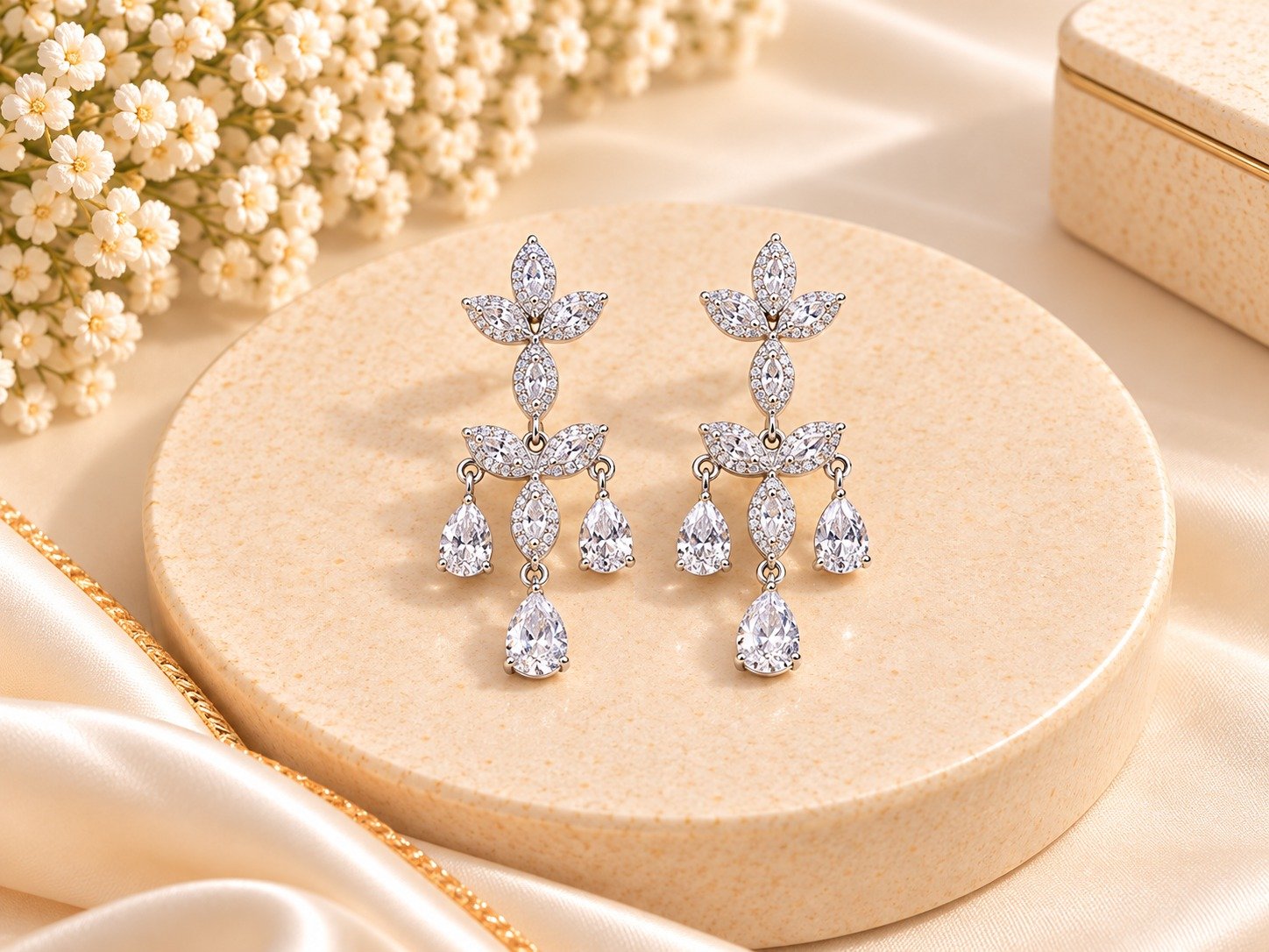 Floral Cascade Crystal Drop Earrings
